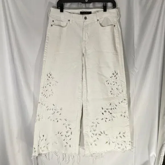 Liverpool Stride High Rise Wide Leg Crop Jeans White Eyelet 10/30 - Picture 2 of 6